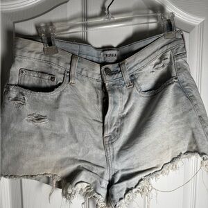 pistola Light Blue Distressed High-Rise Jean Shorts